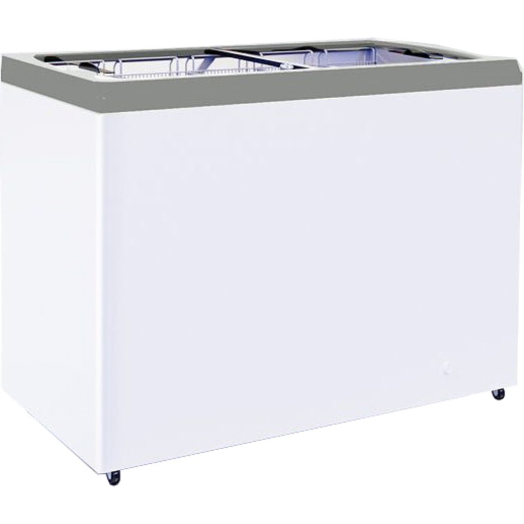 Ларь морозильный с прямым стеклом CRYSPI ЛВН 300 П (СF 300FQ) серый без корзин