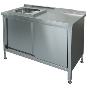 Стол-тумба производственный с мойкой МХМ СТКМЛ-1-1200*600 (мойка слева)