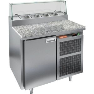 Стол холодильный для пиццы HiCold PZ2-1/GN (1/6H) камень со стеклом (R290)