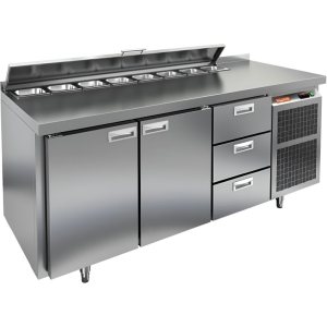 Стол холодильный для салатов HiCold SL2-113GN (1/6) с крышкой